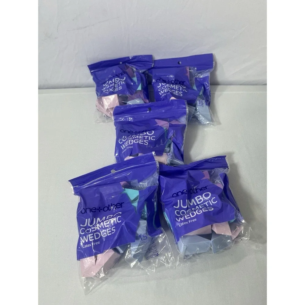 JUMBO COLORED COSMETIC WEDGES 15 COUNT LATEX FREE‎ [5 PACK] 75 Total Wedges